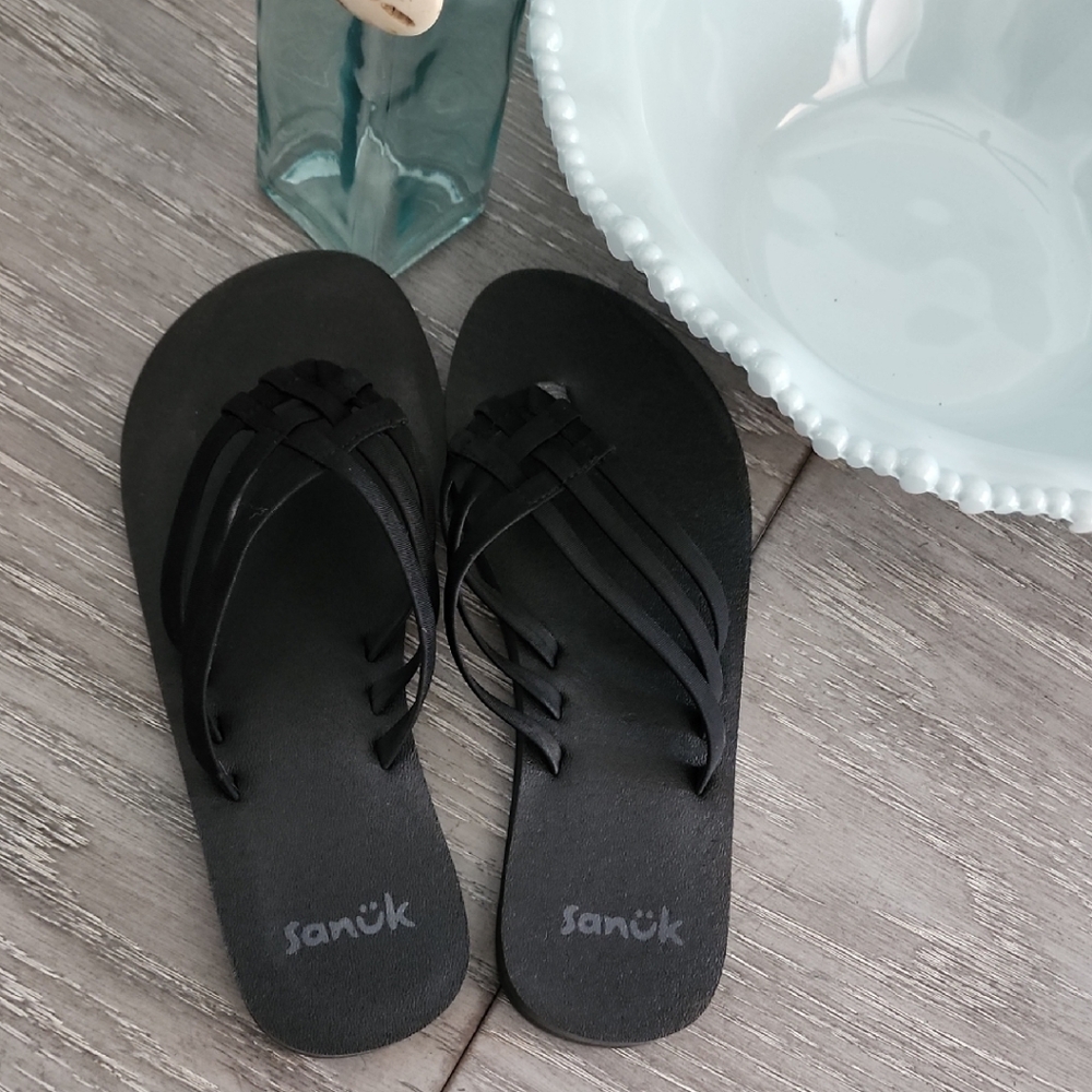 Sanuk Yoga Sandy II - Black Sandals Flip Flops New wo Tags - Picture 8 of 8